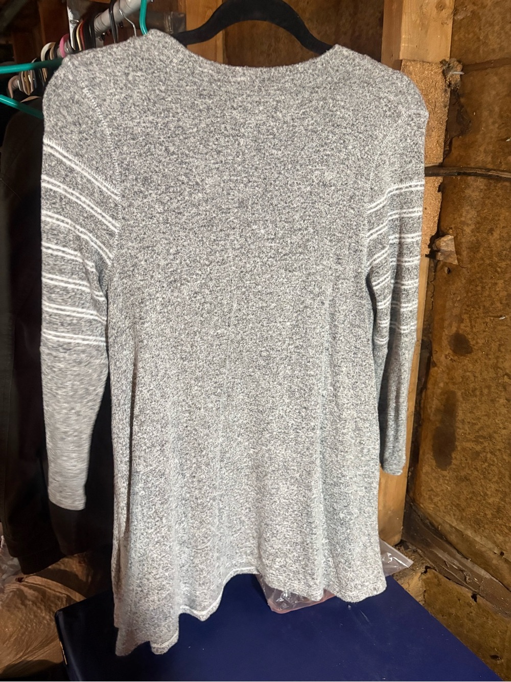 Caslon cashmereCozy Gray Striped Knit Top oversized small EUC - Picture 3 of 3